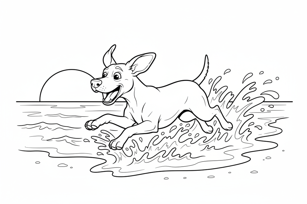 Bailey the Vizsla jumping into the ocean waves